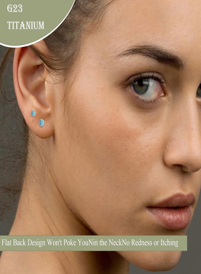 ZDE Titanium Flatback Earrings for Women Turquoise Stud Earrings Flat Back Ladies Earstuds Hypoallergenic Cartilage Flatback Earring (Turquoise, 4MM) - Image 5